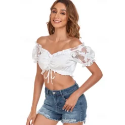 Oktoberfest Dirndl Blouse Oktoberfest / Beer Bavarian Wiesn Traditional Style Wiesn Women's Traditional Style Cloth Top