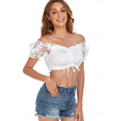 Oktoberfest Dirndl Blouse Oktoberfest / Beer Bavarian Wiesn Traditional Style Wiesn Women's Traditional Style Cloth Top