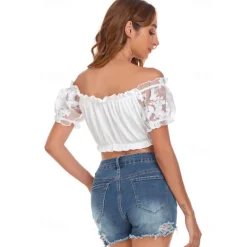 Oktoberfest Dirndl Blouse Oktoberfest / Beer Bavarian Wiesn Traditional Style Wiesn Women's Traditional Style Cloth Top