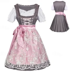 Oktoberfest Dirndl Trachtenkleider Oktoberfest / Beer Bavarian Bavarian Wiesn Traditional Style Wiesn Women's Traditional Style Cloth Blouse Dress Apron
