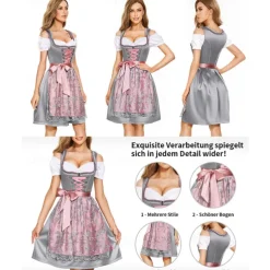 Oktoberfest Dirndl Trachtenkleider Oktoberfest / Beer Bavarian Bavarian Wiesn Traditional Style Wiesn Women's Traditional Style Cloth Blouse Dress Apron