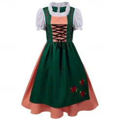 Oktoberfest Dirndl Trachtenkleider Oktoberfest / Beer Bavarian Bavarian Wiesn Traditional Style Wiesn Women's Traditional Style Cloth Dress Apron