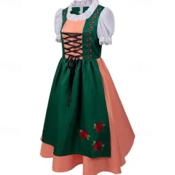 Oktoberfest Dirndl Trachtenkleider Oktoberfest / Beer Bavarian Bavarian Wiesn Traditional Style Wiesn Women's Traditional Style Cloth Dress Apron
