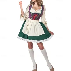 Oktoberfest Dirndl Trachtenkleider Oktoberfest / Beer Bavarian Wiesn Traditional Style Wiesn Women's Traditional Style Cloth Dress Apron