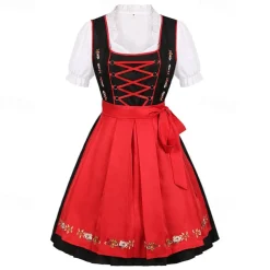 Oktoberfest Dirndl Trachtenkleider Dirndl Blouse Bavarian Maid German Munich Wiesn Women's Traditional Style Cloth Blouse Dress Apron