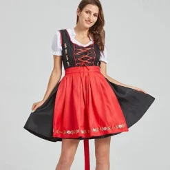 Oktoberfest Dirndl Trachtenkleider Dirndl Blouse Bavarian Maid German Munich Wiesn Women's Traditional Style Cloth Blouse Dress Apron