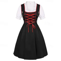 Oktoberfest Dirndl Trachtenkleider Dirndl Blouse Bavarian Maid German Munich Wiesn Women's Traditional Style Cloth Blouse Dress Apron