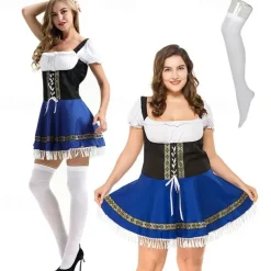 Oktoberfest Dirndl Trachtenkleider Dirndl Blouse Oktoberfest / Beer Bavarian German Munich Wiesn Women's Traditional Style Cloth Dress Socks