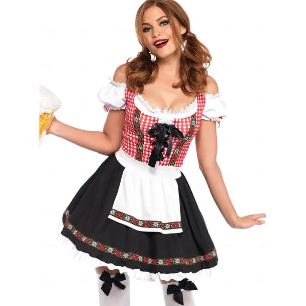 Oktoberfest Dirndl Trachtenkleider Dirndl Blouse Bavarian Maid German Munich Wiesn Women's Traditional Style Cloth Dress Apron