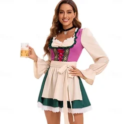 Oktoberfest Dirndl Trachtenkleider Dirndl Blouse Oktoberfest / Beer Bavarian German Munich Wiesn Women's Traditional Style Cloth Dress Apron
