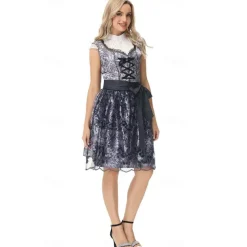 Oktoberfest Dirndl Trachtenkleider Oktoberfest / Beer Bavarian Bavarian Wiesn Traditional Style Wiesn Women's Traditional Style Cloth Blouse Dress Apron