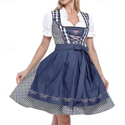 Oktoberfest Dirndl Trachtenkleider Dirndl Blouse Bavarian Wiesn Traditional Style Wiesn Women's Traditional Style Cloth Blouse Dress Apron