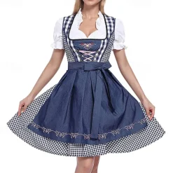 Oktoberfest Dirndl Trachtenkleider Dirndl Blouse Bavarian Wiesn Traditional Style Wiesn Women's Traditional Style Cloth Blouse Dress Apron