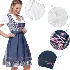 Oktoberfest Dirndl Trachtenkleider Dirndl Blouse Bavarian Wiesn Traditional Style Wiesn Women's Traditional Style Cloth Blouse Dress Apron