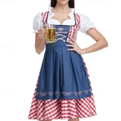 Oktoberfest Dirndl Trachtenkleider Dirndl Blouse Bavarian Wiesn Traditional Style Wiesn Women's Traditional Style Cloth Blouse Dress Apron