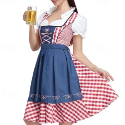 Oktoberfest Dirndl Trachtenkleider Dirndl Blouse Bavarian Wiesn Traditional Style Wiesn Women's Traditional Style Cloth Blouse Dress Apron