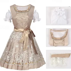 Oktoberfest Dirndl Trachtenkleider Dirndl Blouse Oktoberfest / Beer Bavarian Traditional Style Traditional Costume Dress Wiesn Women's Traditional Style Cloth Blouses Dress Apron