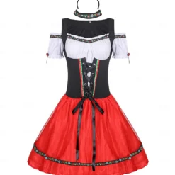 Oktoberfest Dress Cosplay Costume Masquerade Oktoberfest / Beer Cosplay Wiesn Women's Performance Halloween Party / Cocktail Traditional Style Cloth Dress Headwear