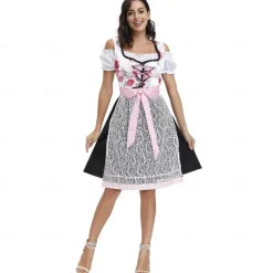 Oktoberfest Dress Cosplay Costume Dirndl Oktoberfest / Beer Dresses Cosplay Bavarian Wiesn Women's Carnival Party Traditional Style Cloth Blouse Dress Apron
