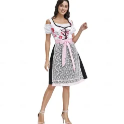 Oktoberfest Dress Cosplay Costume Dirndl Oktoberfest / Beer Dresses Cosplay Bavarian Wiesn Women's Carnival Party Traditional Style Cloth Blouse Dress Apron
