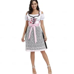 Oktoberfest Dress Cosplay Costume Dirndl Oktoberfest / Beer Dresses Cosplay Bavarian Wiesn Women's Carnival Party Traditional Style Cloth Blouse Dress Apron