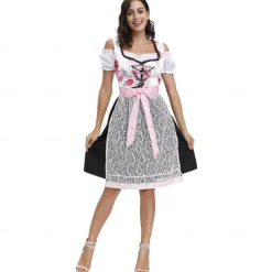 Oktoberfest Dress Cosplay Costume Dirndl Oktoberfest / Beer Dresses Cosplay Bavarian Wiesn Women's Carnival Party Traditional Style Cloth Blouse Dress Apron