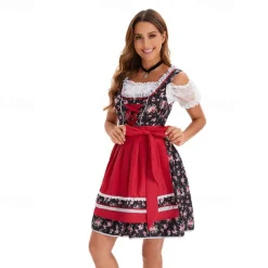 Oktoberfest Dress Dirndl Trachtenkleider Oktoberfest / Beer Bavarian Traditional Costume Dress Wiesn Women's Traditional Style Cloth Blouses Dress Apron