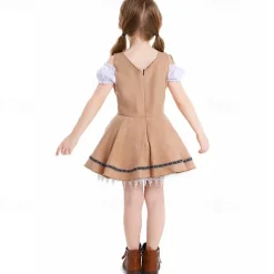 Oktoberfest Dress Dirndl Maid Bavarian Munich Wiesn Girls' Carnival Beer Festival Traditional Style Cloth