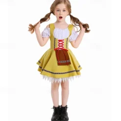 Oktoberfest Dress Dirndl Maid Bavarian Munich Wiesn Girls' Carnival Beer Festival Traditional Style Cloth