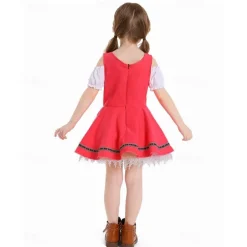 Oktoberfest Dress Dirndl Maid Bavarian Munich Wiesn Girls' Carnival Beer Festival Traditional Style Cloth