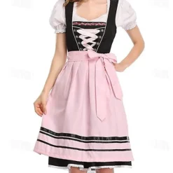 Oktoberfest Dress Dirndl Trachtenkleider Oktoberfest / Beer Bavarian Bavarian Traditional Costume Dress Wiesn Women's Traditional Style Cloth Blouse Dress Apron