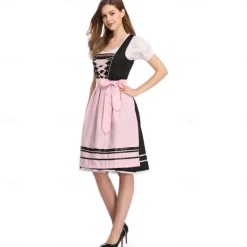 Oktoberfest Dress Dirndl Trachtenkleider Oktoberfest / Beer Bavarian Bavarian Traditional Costume Dress Wiesn Women's Traditional Style Cloth Blouse Dress Apron