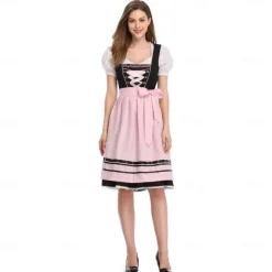 Oktoberfest Dress Dirndl Trachtenkleider Oktoberfest / Beer Bavarian Bavarian Traditional Costume Dress Wiesn Women's Traditional Style Cloth Blouse Dress Apron
