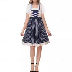 Oktoberfest Dress Dirndl Trachtenkleider Oktoberfest / Beer Bavarian Traditional Costume Dress Wiesn Women's Traditional Style Cloth Blouses Dress Apron