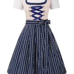 Oktoberfest Dress Dirndl Trachtenkleider Oktoberfest / Beer Bavarian Traditional Costume Dress Wiesn Women's Traditional Style Cloth Blouses Dress Apron
