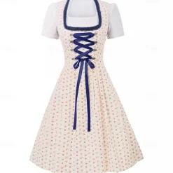 Oktoberfest Dress Dirndl Trachtenkleider Oktoberfest / Beer Bavarian Traditional Costume Dress Wiesn Women's Traditional Style Cloth Blouses Dress Apron