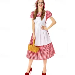 Oktoberfest Dress Dirndl Trachtenkleider Oktoberfest / Beer Bavarian Wiesn Wiesn Women's Traditional Style Cloth Dress Apron Headwear