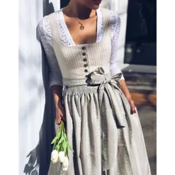 Oktoberfest Dress Dirndl Maid Bavarian German Munich Wiesn Women's Party Beer Festival Traditional Style Cloth Without Blouse
