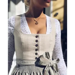Oktoberfest Dress Dirndl Maid Bavarian German Munich Wiesn Women's Party Beer Festival Traditional Style Cloth Without Blouse