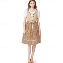 Oktoberfest Dress Dirndl Trachtenkleider Oktoberfest / Beer Bavarian Bavarian Traditional Costume Dress Wiesn Women's Traditional Style Cloth Blouses Dress Apron