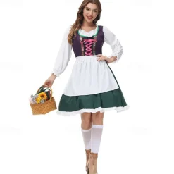 Oktoberfest Dress Dirndl Trachtenkleider Oktoberfest / Beer Bavarian Wiesn Wiesn Women's Traditional Style Cloth Shirt Dress Apron