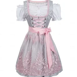 Oktoberfest Dress Dirndl Trachtenkleider Oktoberfest / Beer Bavarian Traditional Style Traditional Costume Dress Wiesn Women's Traditional Style Cloth Blouses Dress Apron