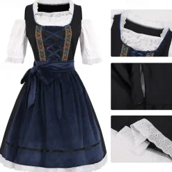 Oktoberfest Dress Outfits Apron Bavarian Maid German Munich Wiesn Women's Traditional Style Cloth Blouse Dress Apron