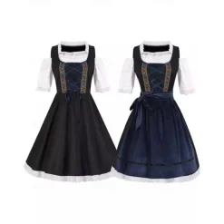 Oktoberfest Dress Outfits Apron Bavarian Maid German Munich Wiesn Women's Traditional Style Cloth Blouse Dress Apron
