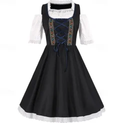 Oktoberfest Dress Outfits Apron Bavarian Maid German Munich Wiesn Women's Traditional Style Cloth Blouse Dress Apron