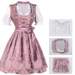 Oktoberfest Dress Outfits Dirndl Bavarian Maid German Munich Wiesn Women's Traditional Style Cloth Shirt Dress Apron