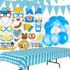Oktoberfest Latex Balloon Set Blue And White Plaid Flag Photo Props Party Decoration Balloon