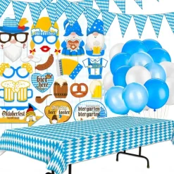 Oktoberfest Latex Balloon Set Blue And White Plaid Flag Photo Props Party Decoration Balloon