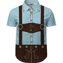 Oktoberfest Lederhosen Print Hawaii Shirts Aloha Shirt Print Graphic For Men's Adults' Carnival Oktoberfest Beer 3D Print Vacation Party