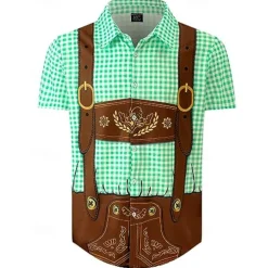 Oktoberfest Lederhosen Print Hawaii Shirts Aloha Shirt Graphic For Men's Adults' Carnival Oktoberfest Beer 3D Print Vacation Party